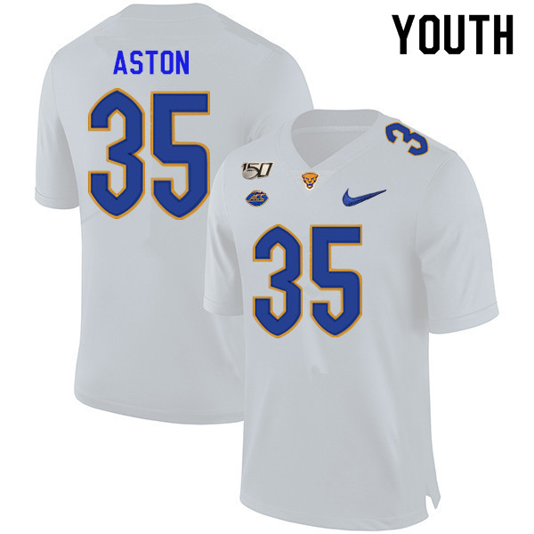 2019 Youth #35 George Aston Pitt Panthers College Football Jerseys Sale-White